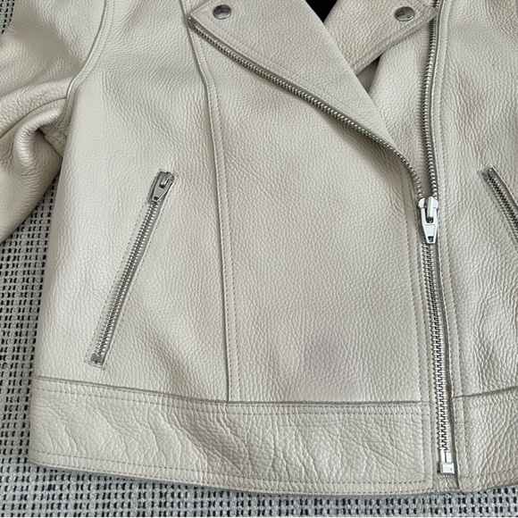 Alexander Wang Pebbled Leather Moto Jacket in Ecru - Picture 8 of 11